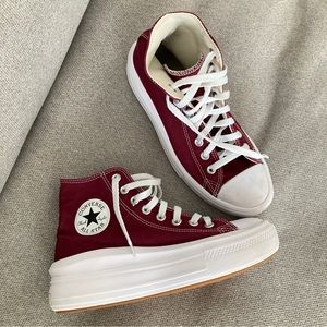 Converse Chuck Taylor All Star Move Hi Top Platform Burgundy Shoes Womens 8